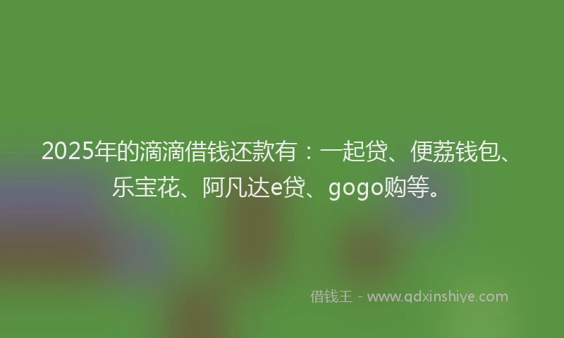 2025年的滴滴借钱还款有：一起贷、便荔钱包、乐宝花、阿凡达e贷、gogo购等。