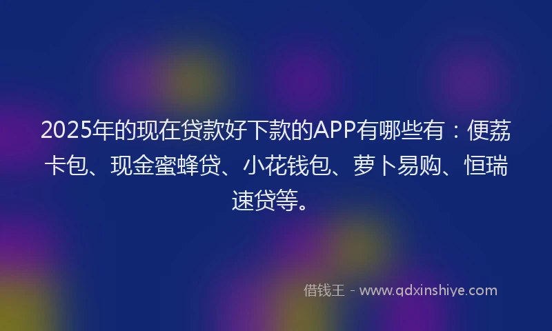 2025年的现在贷款好下款的APP有哪些有：便荔卡包、现金蜜蜂贷、小花钱包、萝卜易购、恒瑞速贷等。