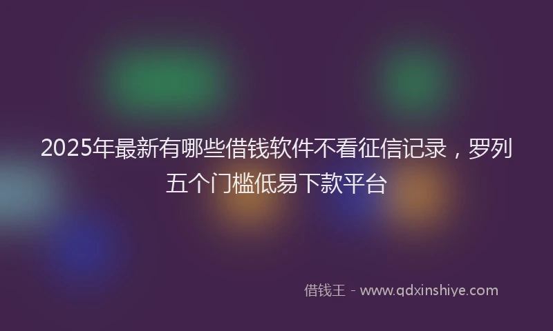 2025年最新有哪些借钱软件不看征信记录，罗列五个门槛低易下款平台