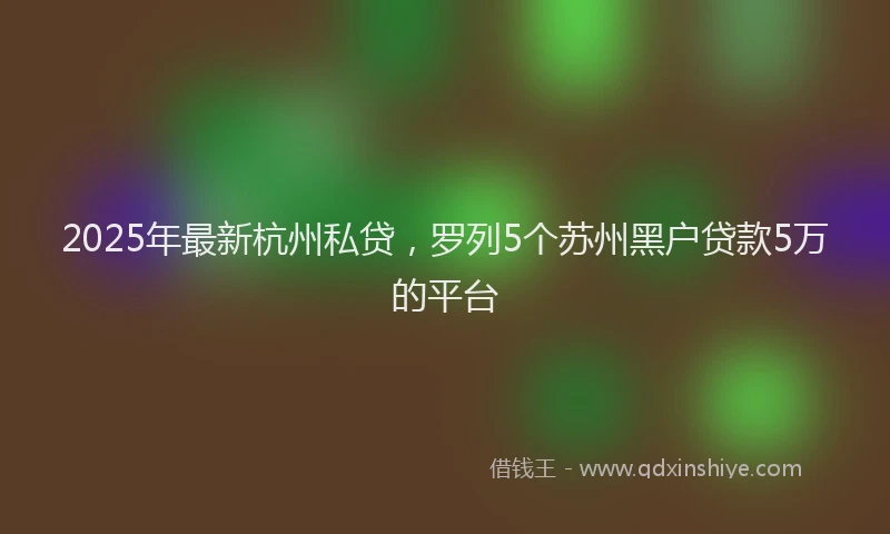 2025年最新杭州私贷，罗列5个苏州黑户贷款5万的平台