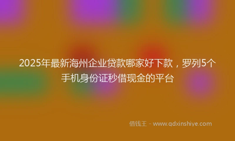 2025年最新海州企业贷款哪家好下款，罗列5个手机身份证秒借现金的平台