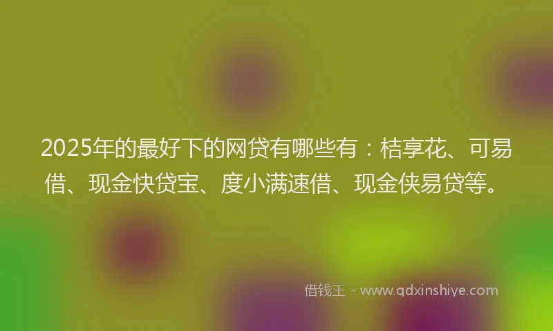 2025年的最好下的网贷有哪些有：桔享花、可易借、现金快贷宝、度小满速借、现金侠易贷等。