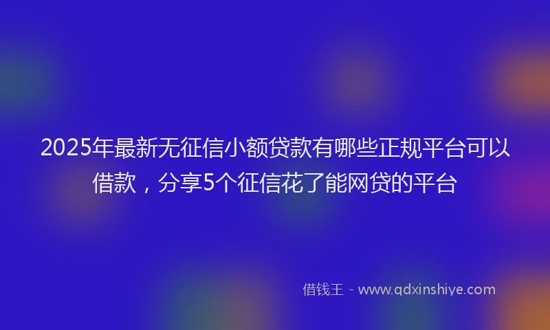 2025年最新无征信小额贷款有哪些正规平台可以借款，分享5个征信花了能网贷的平台