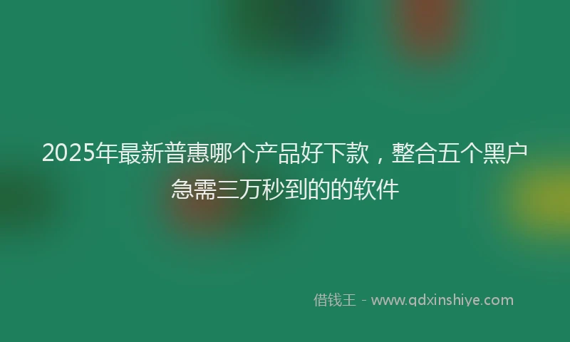 2025年最新普惠哪个产品好下款，整合五个黑户急需三万秒到的的软件