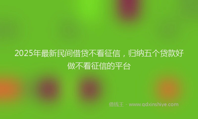 2025年最新民间借贷不看征信，归纳五个贷款好做不看征信的平台
