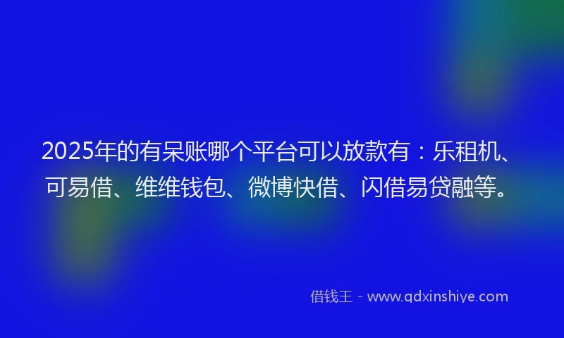 2025年的有呆账哪个平台可以放款有：乐租机、可易借、维维钱包、微博快借、闪借易贷融等。