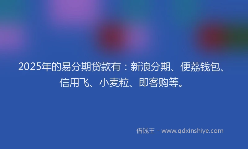 2025年的易分期贷款有：新浪分期、便荔钱包、信用飞、小麦粒、即客购等。
