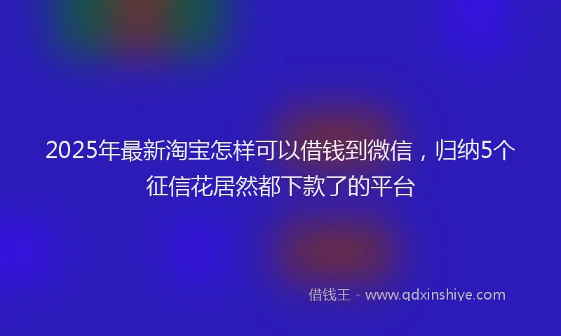 2025年最新淘宝怎样可以借钱到微信，归纳5个征信花居然都下款了的平台
