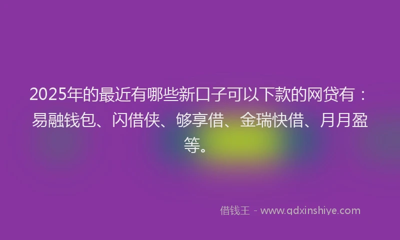 2025年的最近有哪些新口子可以下款的网贷有：易融钱包、闪借侠、够享借、金瑞快借、月月盈等。