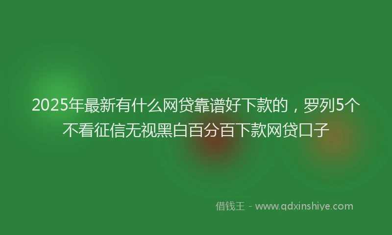 2025年最新有什么网贷靠谱好下款的，罗列5个不看征信无视黑白百分百下款网贷口子