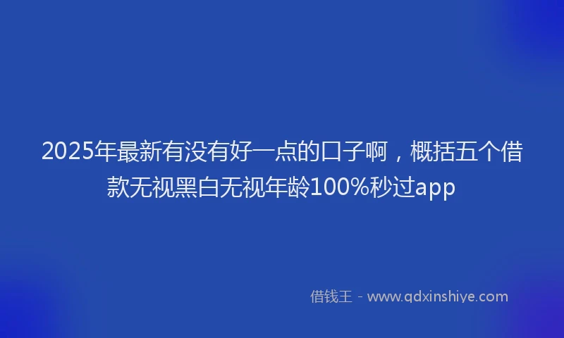 2025年最新有没有好一点的口子啊，概括五个借款无视黑白无视年龄100%秒过app
