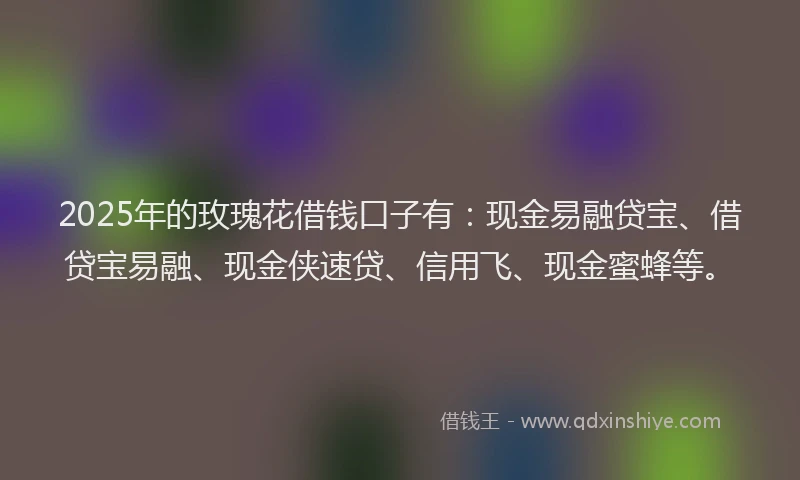 2025年的玫瑰花借钱口子有：现金易融贷宝、借贷宝易融、现金侠速贷、信用飞、现金蜜蜂等。
