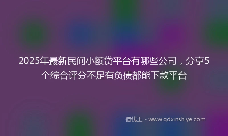 2025年最新民间小额贷平台有哪些公司，分享5个综合评分不足有负债都能下款平台