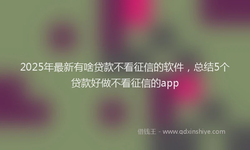 2025年最新有啥贷款不看征信的软件，总结5个贷款好做不看征信的app
