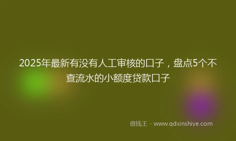 2025年最新有没有人工审核的口子，盘点5个不查流水的小额度贷款口子