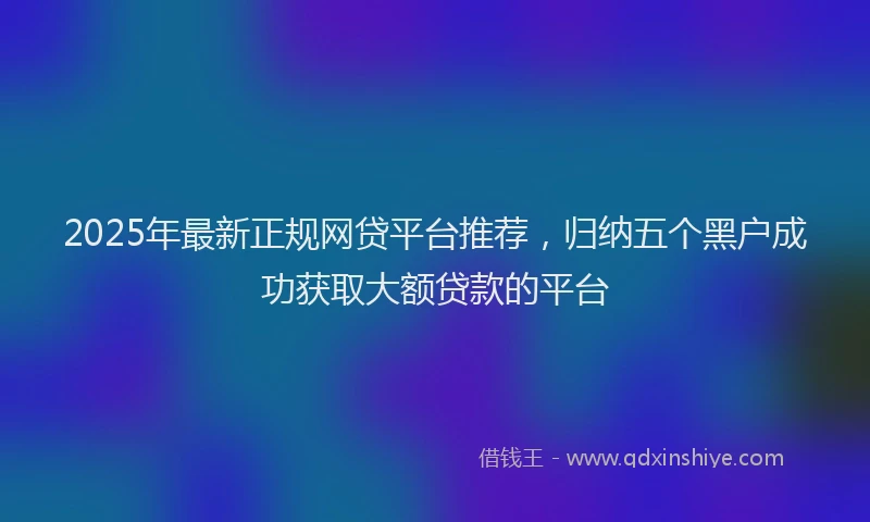 2025年最新正规网贷平台推荐，归纳五个黑户成功获取大额贷款的平台