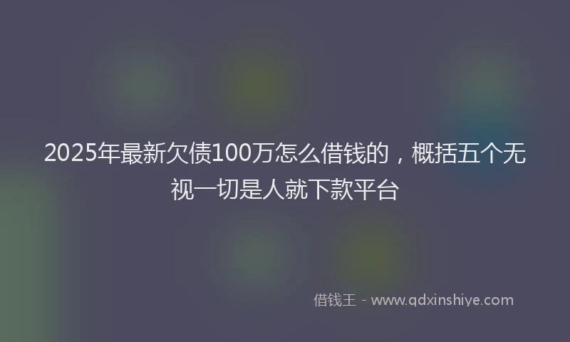 2025年最新欠债100万怎么借钱的，概括五个无视一切是人就下款平台