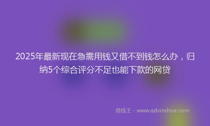 2025年最新现在急需用钱又借不到钱怎么办，归纳5个综合评分不足也能下款的网贷