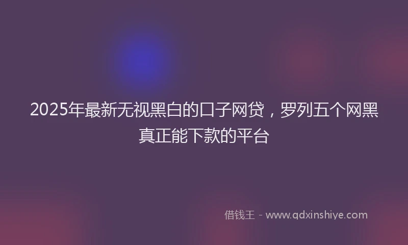 2025年最新无视黑白的口子网贷，罗列五个网黑真正能下款的平台