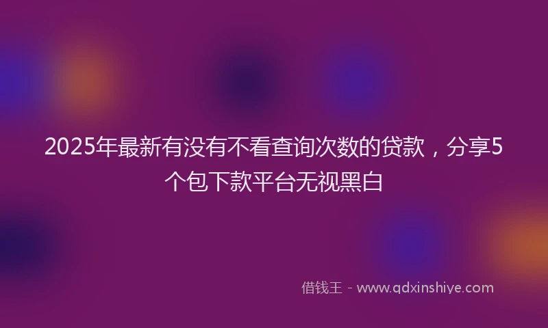 2025年最新有没有不看查询次数的贷款，分享5个包下款平台无视黑白