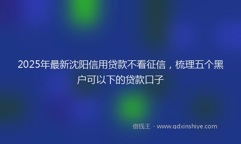 2025年最新沈阳信用贷款不看征信，梳理五个黑户可以下的贷款口子