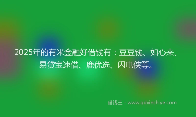 2025年的有米金融好借钱有：豆豆钱、如心来、易贷宝速借、鹿优选、闪电侠等。