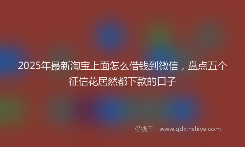 2025年最新淘宝上面怎么借钱到微信，盘点五个征信花居然都下款的口子