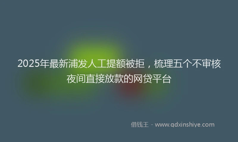 2025年最新浦发人工提额被拒，梳理五个不审核夜间直接放款的网贷平台