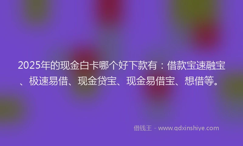 2025年的现金白卡哪个好下款有：借款宝速融宝、极速易借、现金贷宝、现金易借宝、想借等。