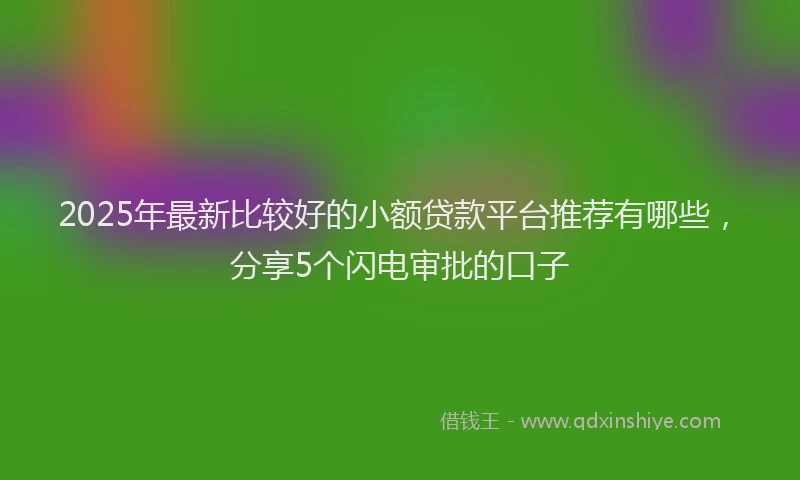 2025年最新比较好的小额贷款平台推荐有哪些，分享5个闪电审批的口子