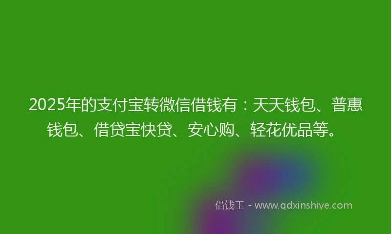 2025年的支付宝转微信借钱有：天天钱包、普惠钱包、借贷宝快贷、安心购、轻花优品等。