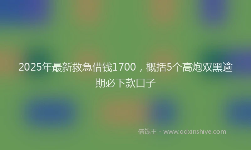 2025年最新救急借钱1700，概括5个高炮双黑逾期必下款口子