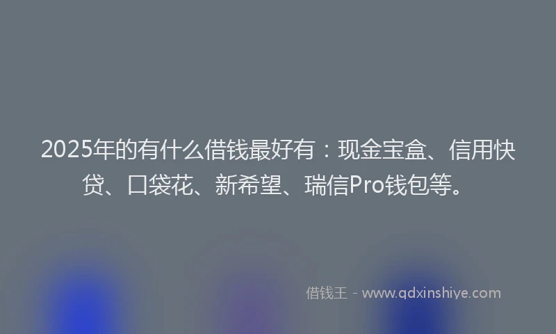 2025年的有什么借钱最好有：现金宝盒、信用快贷、口袋花、新希望、瑞信Pro钱包等。