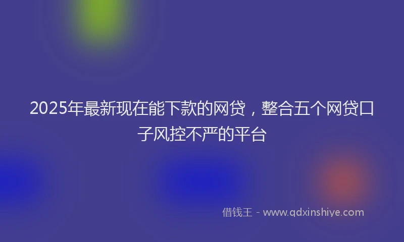 2025年最新现在能下款的网贷，整合五个网贷口子风控不严的平台