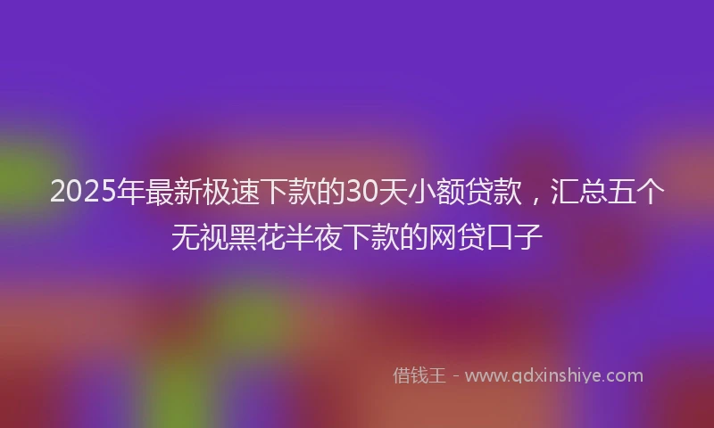 2025年最新极速下款的30天小额贷款，汇总五个无视黑花半夜下款的网贷口子
