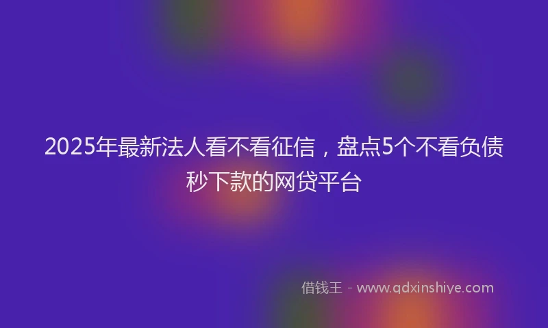 2025年最新法人看不看征信，盘点5个不看负债秒下款的网贷平台