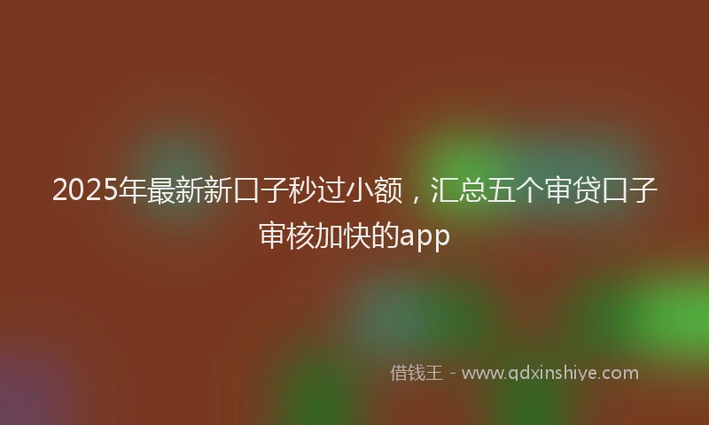2025年最新新口子秒过小额，汇总五个审贷口子审核加快的app