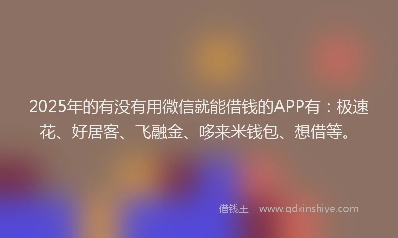 2025年的有没有用微信就能借钱的APP有：极速花、好居客、飞融金、哆来米钱包、想借等。