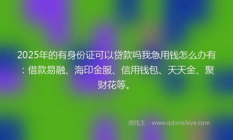 2025年的有身份证可以贷款吗我急用钱怎么办有：借款易融、海印金服、信用钱包、天天金、聚财花等。