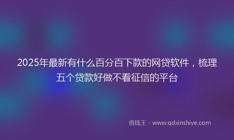 2025年最新有什么百分百下款的网贷软件，梳理五个贷款好做不看征信的平台