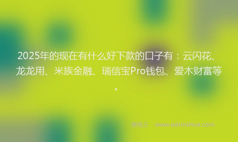2025年的现在有什么好下款的口子有：云闪花、龙龙用、米族金融、瑞信宝Pro钱包、爱木财富等。