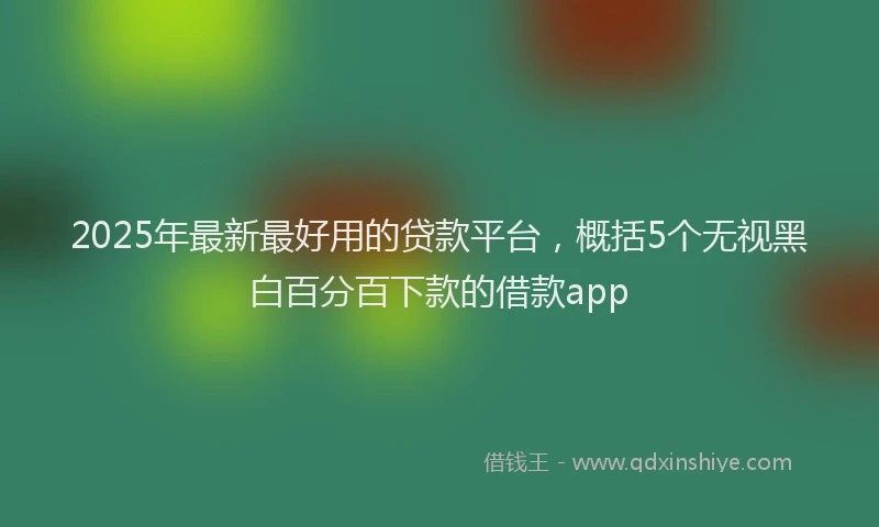2025年最新最好用的贷款平台，概括5个无视黑白百分百下款的借款app