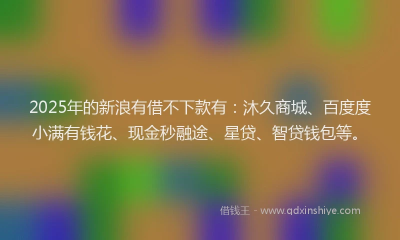 2025年的新浪有借不下款有：沐久商城、百度度小满有钱花、现金秒融途、星贷、智贷钱包等。