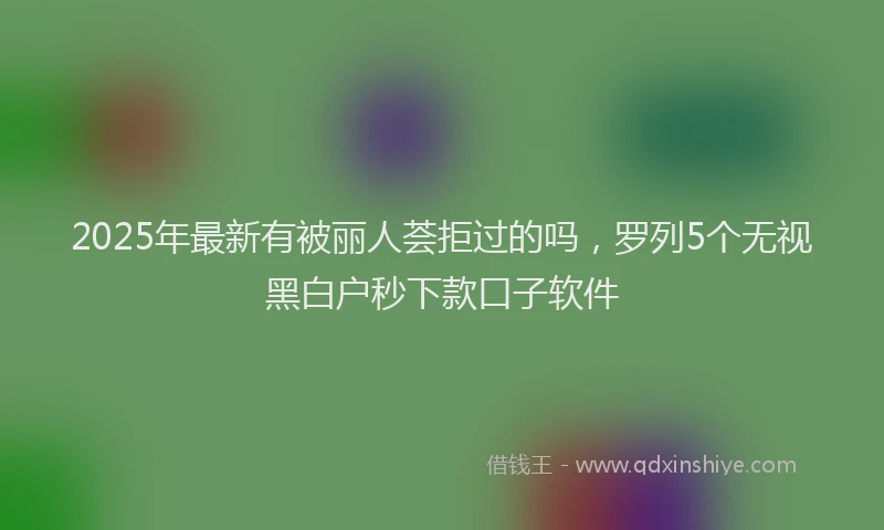 2025年最新有被丽人荟拒过的吗，罗列5个无视黑白户秒下款口子软件