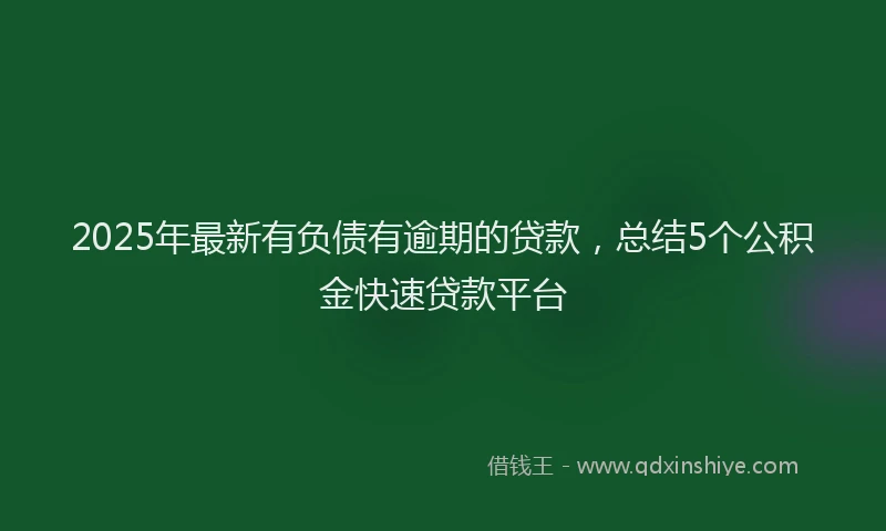 2025年最新有负债有逾期的贷款，总结5个公积金快速贷款平台