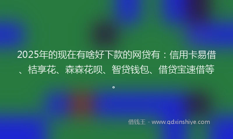 2025年的现在有啥好下款的网贷有：信用卡易借、桔享花、森森花呗、智贷钱包、借贷宝速借等。