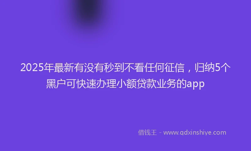 2025年最新有没有秒到不看任何征信，归纳5个黑户可快速办理小额贷款业务的app