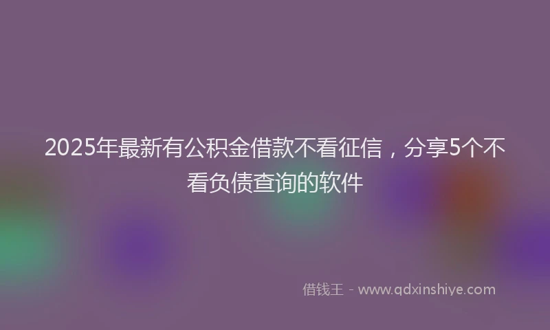2025年最新有公积金借款不看征信，分享5个不看负债查询的软件