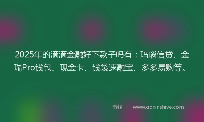 2025年的滴滴金融好下款子吗有：玛瑙信贷、金瑞Pro钱包、现金卡、钱袋速融宝、多多易购等。