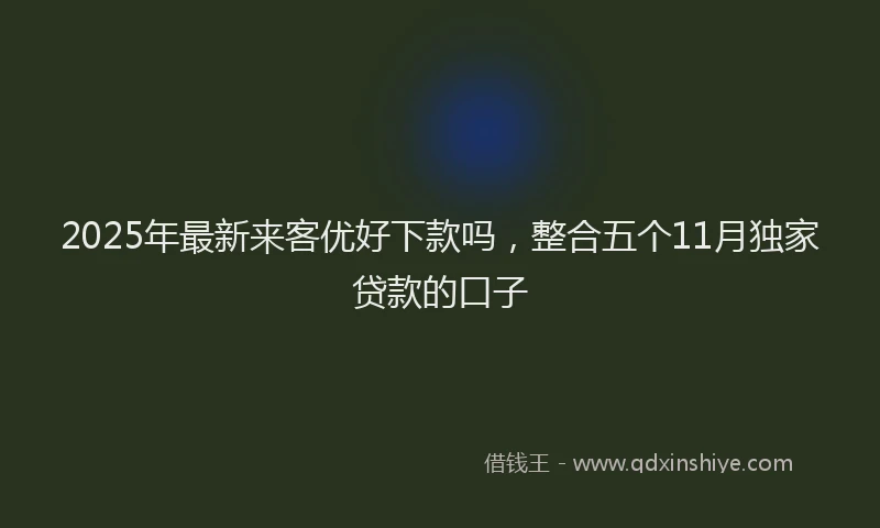 2025年最新来客优好下款吗，整合五个11月独家贷款的口子